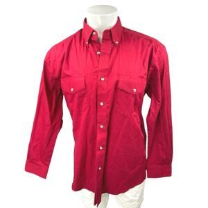 Wrangler Mens Red Cotton Collar Long Sleeve Button Down Pockets Western Shirt XL